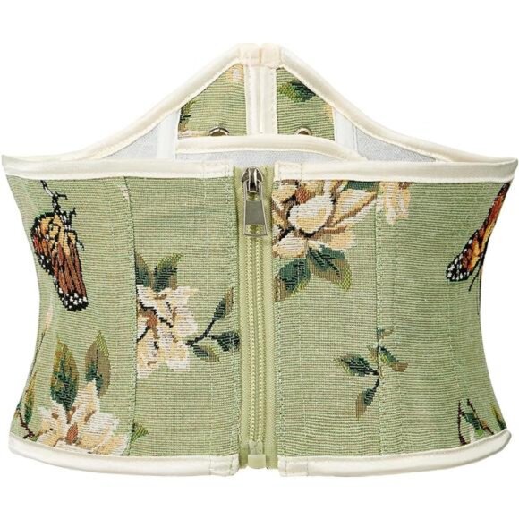 Renaissance Floral Corset Belt – Lace-Up Underbust Waist Cincher, Medieval - Picture 2 of 5